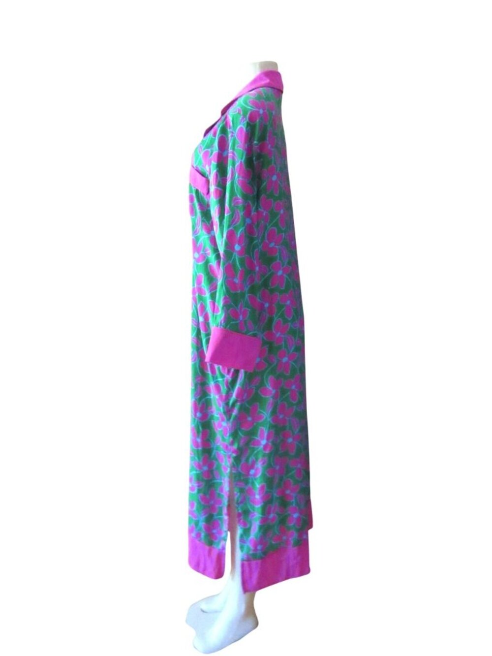 Kate Spade Floral Green Pink Full Length Nightgown Lounge Dress SZ XL - Picture 5 of 9